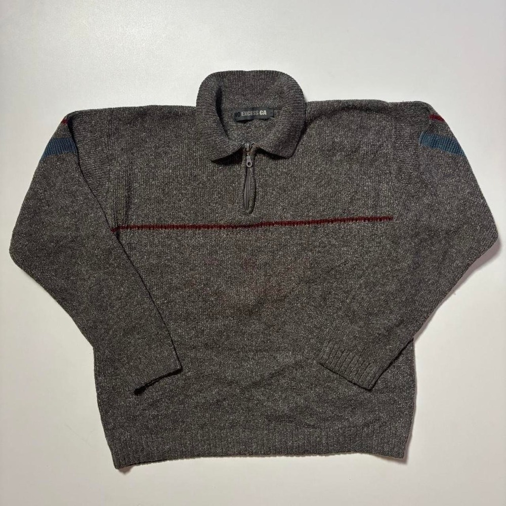 Vintage Grey No Excess 1/4 Zip Knit Sweater - S